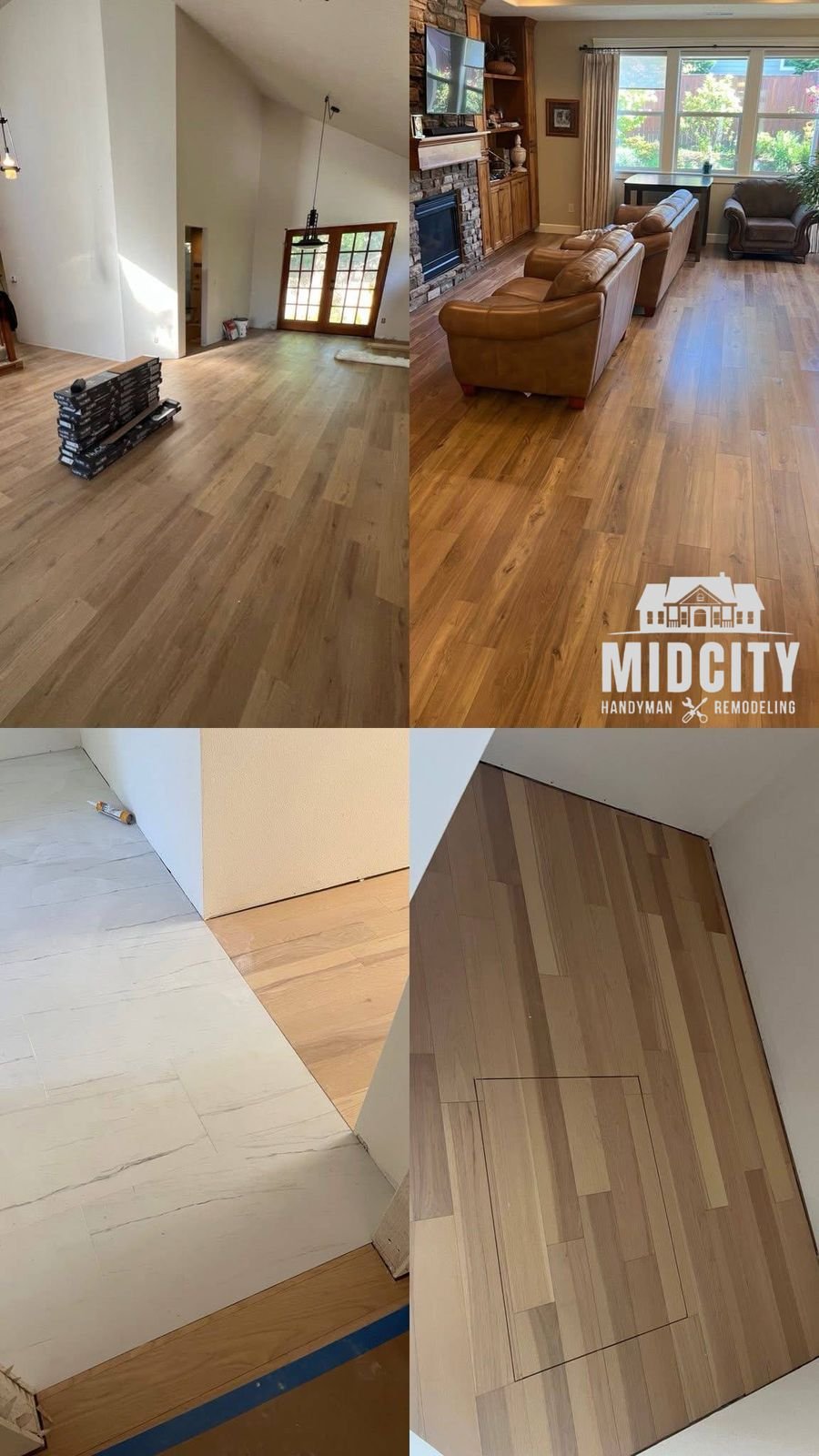 New luxury vinyl plank flooring in a finished room